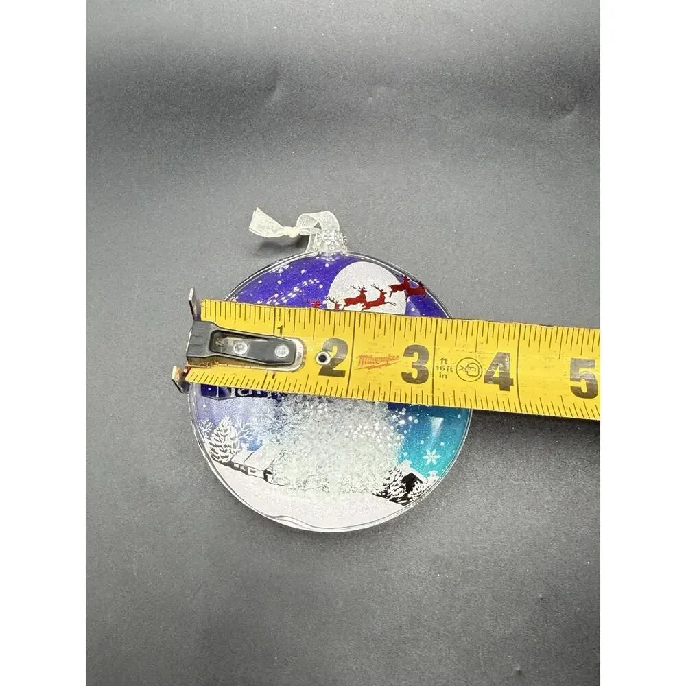 Hallmark Ornament A Merry Christmas Eve Glass Snow EUC No Box -Lo16